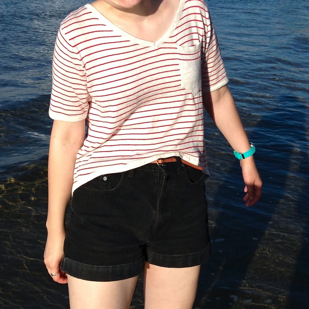 Love Culture Red and Cream Striped Top